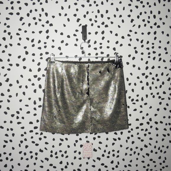Free People Metallic Camo Print Army Skinny Sequin Mini Skirt - Picture 5 of 9